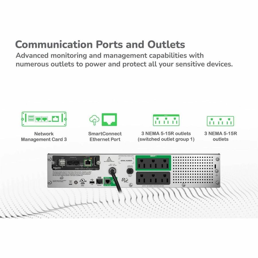 Alternate-Image4 Image for APC Smart-UPS, Line Interactive, 750VA, Rackmount 2U, 120V, 6x NEMA 5-15R outlets, SmartConnect Port+Network Card, AVR, LCD