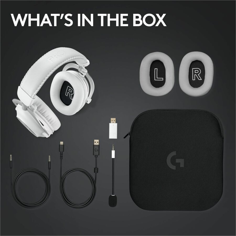 Alternate-Image8 Image for Logitech G PRO X 2 LIGHTSPEED Wireless Gaming Headset, Detachable Boom Mic, 50mm Graphene Drivers, DTS:X Headphone 2.0-7.1 Surround, Bluetooth/USB/3.5mm Aux, for PC, PS5, PS4, Nintendo Switch, White