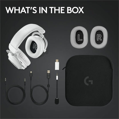 Alternate-Image8 Image for Logitech G PRO X 2 LIGHTSPEED Wireless Gaming Headset, Detachable Boom Mic, 50mm Graphene Drivers, DTS:X Headphone 2.0-7.1 Surround, Bluetooth/USB/3.5mm Aux, for PC, PS5, PS4, Nintendo Switch, White