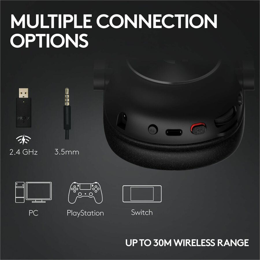 Alternate-Image4 Image for Logitech G PRO X 2 LIGHTSPEED Wireless Gaming Headset, Detachable Boom Mic, 50mm Graphene Drivers, DTS:X Headphone 2.0-7.1 Surround, Bluetooth/USB/3.5mm Aux, for PC, PS5, PS4, Nintendo Switch, White