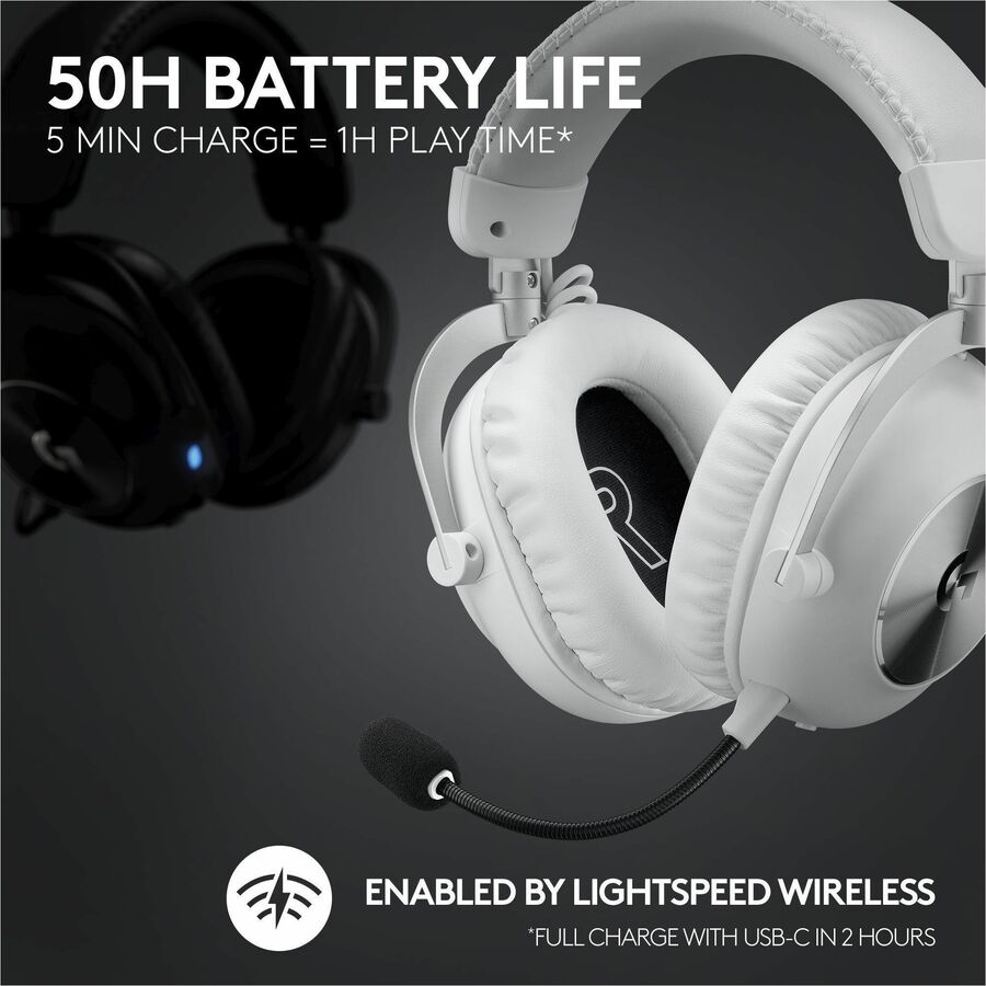 Alternate-Image2 Image for Logitech G PRO X 2 LIGHTSPEED Wireless Gaming Headset, Detachable Boom Mic, 50mm Graphene Drivers, DTS:X Headphone 2.0-7.1 Surround, Bluetooth/USB/3.5mm Aux, for PC, PS5, PS4, Nintendo Switch, White