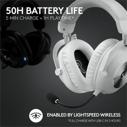 Alternate-Image2 Image for Logitech G PRO X 2 LIGHTSPEED Wireless Gaming Headset, Detachable Boom Mic, 50mm Graphene Drivers, DTS:X Headphone 2.0-7.1 Surround, Bluetooth/USB/3.5mm Aux, for PC, PS5, PS4, Nintendo Switch, White