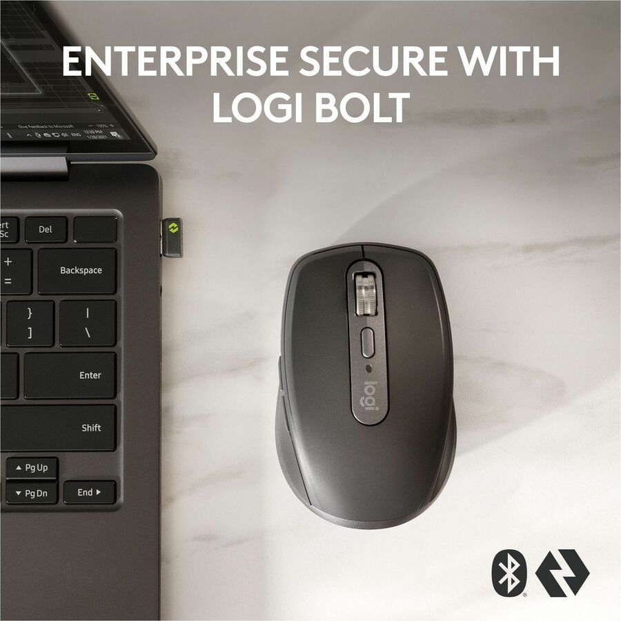 Alternate-Image1 Image for Logitech MX Anywhere 3S Wireless Mouse for Business - Bluetooth, Quiet Click, Secure Logi Bolt, Graphite