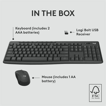 Alternate-Image9 Image for Logitech MK370 Combo for Business, Full-Size Wireless Keyboard and Wireless Mouse, Secure Logi Bolt USB receiver, Bluetooth, Graphite
