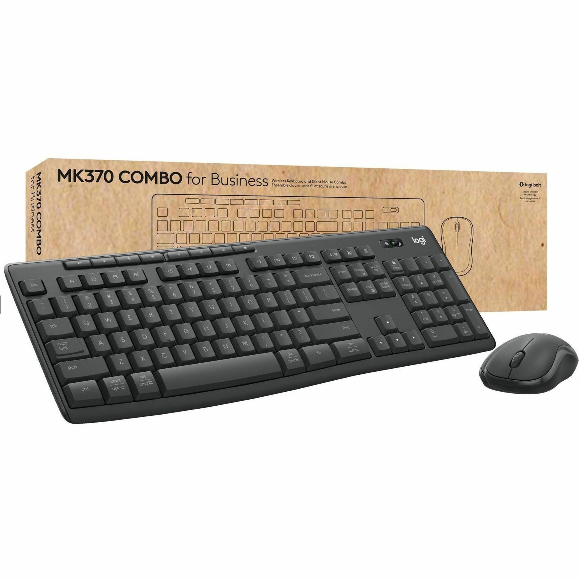 Main Image for Logitech MK370 Combo for Business, Full-Size Wireless Keyboard and Wireless Mouse, Secure Logi Bolt USB receiver, Bluetooth, Graphite