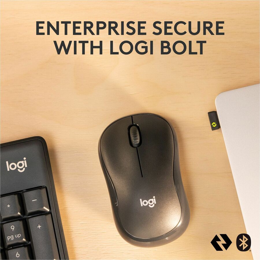 Alternate-Image1 Image for Logitech MK370 Combo for Business, Full-Size Wireless Keyboard and Wireless Mouse, Secure Logi Bolt USB receiver, Bluetooth, Graphite
