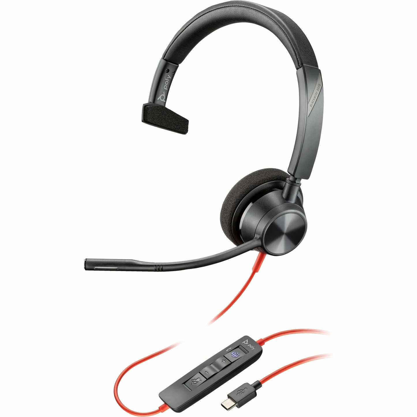 Main Image for Poly Blackwire 3310 Microsoft Teams Certified Headset +USB-C/A Adapter TAA