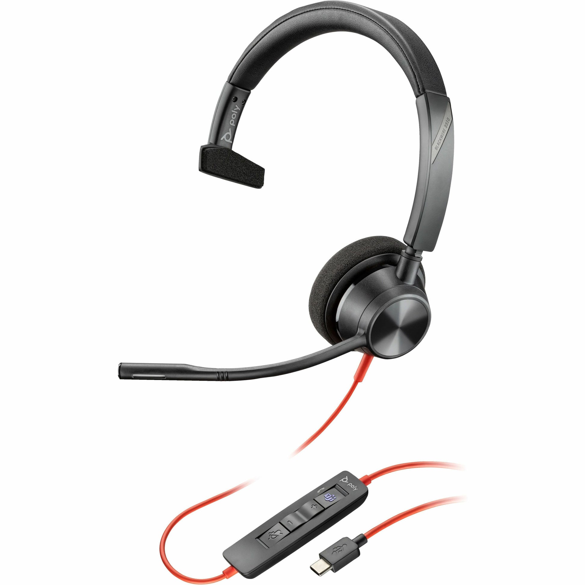Main Image for Poly Blackwire 3310 Microsoft Teams Certified Headset +USB-C/A Adapter TAA