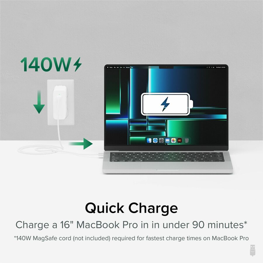 Alternate-Image3 Image for Plugable 140W USB C Charger, GaN Wall Charger for Laptop, PD 3.1 Power Adapter