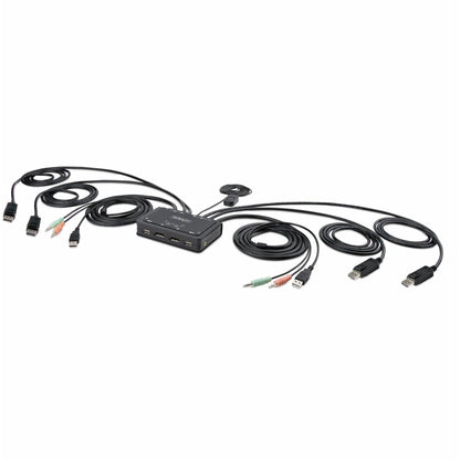 Main Image for StarTech.com 2-Port Dual-Monitor DisplayPort Cable KVM Switch, 4K 60Hz, Compact KVM with 5ft/1.5m Integrated Host Cables, Bus Powered