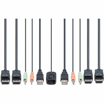 Alternate-Image4 Image for StarTech.com 2-Port Dual-Monitor DisplayPort Cable KVM Switch, 4K 60Hz, Compact KVM with 5ft/1.5m Integrated Host Cables, Bus Powered