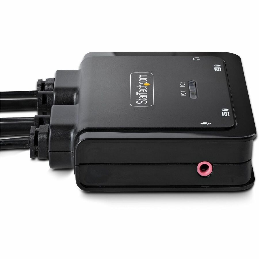 Alternate-Image2 Image for StarTech.com 2-Port Hybrid USB-C DisplayPort Cable KVM Switch, 4K 60Hz, Compact KVM with 6ft/1.8m USB-A & 4ft/1.2m USB-C Integrated Cables