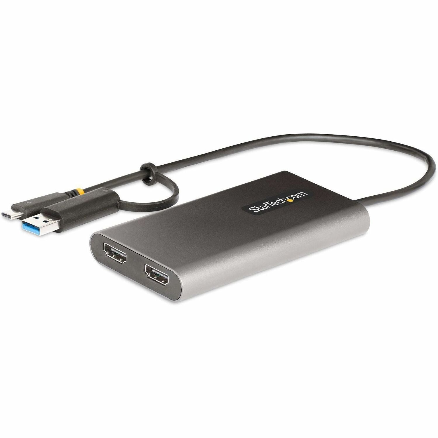 Main Image for StarTech.com USB-C to Dual-HDMI Adapter, USB-C/A to 2x HDMI, 4K 60Hz, 100W PD Passthrough, 1ft/30cm Cable, USB to HDMI Converter, TAA