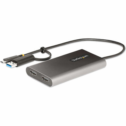 Main Image for StarTech.com USB-C to Dual-HDMI Adapter, USB-C/A to 2x HDMI, 4K 60Hz, 100W PD Passthrough, 1ft/30cm Cable, USB to HDMI Converter, TAA