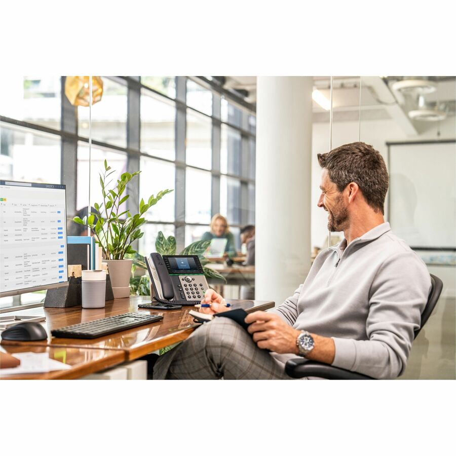 Life-Style Image for Poly Edge E550 IP Phone - Corded - Corded/Cordless - Bluetooth, Wi-Fi, NFC - 3 Multiple Conferencing - Desktop, Wall Mountable - White, Midnight Blue