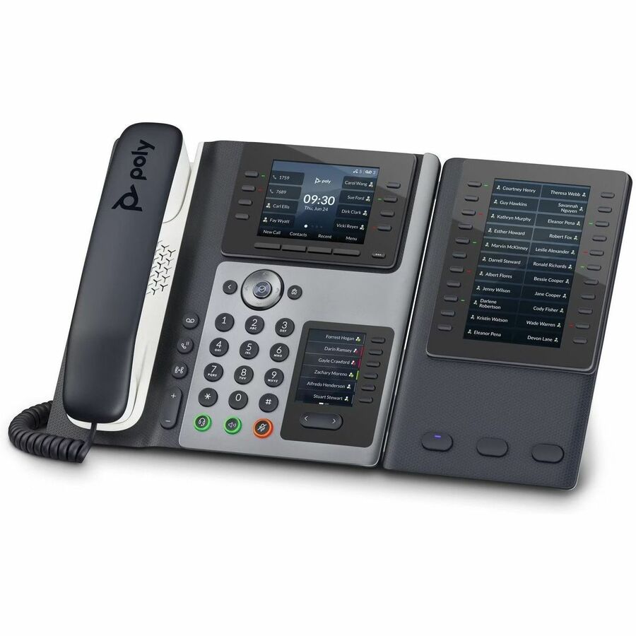 Alternate-Image1 Image for Poly Edge E450 IP Phone - Corded - Corded/Cordless - Bluetooth, NFC, Wi-Fi - 3 Multiple Conferencing - Desktop, Wall Mountable - White, Midnight Blue