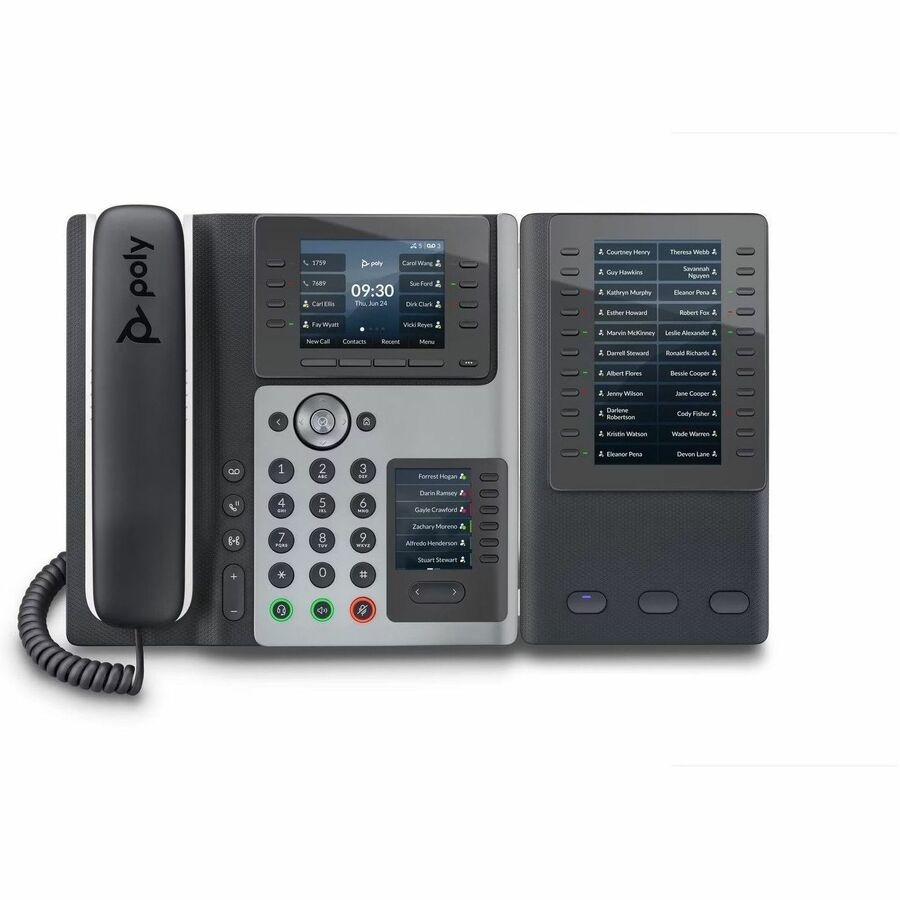 Alternate-Image2 Image for Poly Edge E450 IP Phone - Corded - Corded/Cordless - Bluetooth, NFC, Wi-Fi - 3 Multiple Conferencing - Desktop, Wall Mountable - White, Midnight Blue