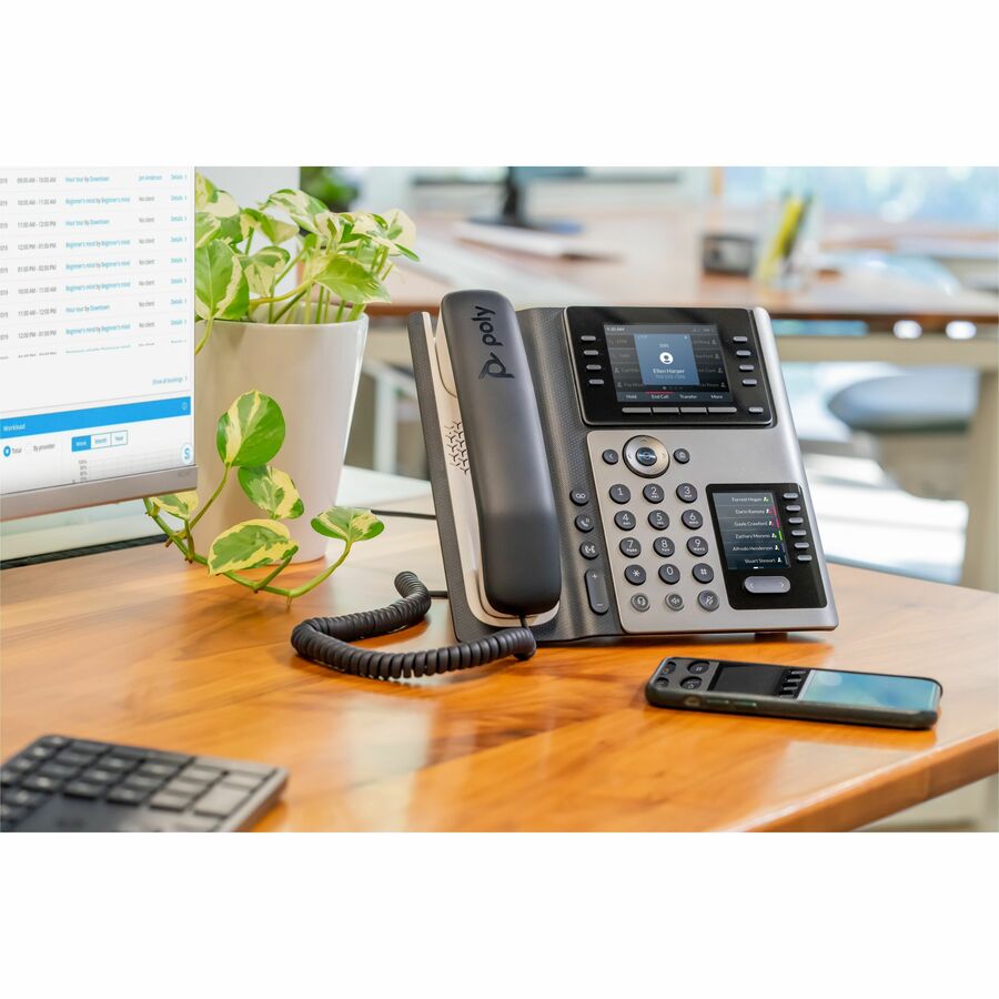 Alternate-Image8 Image for Poly Edge E450 IP Phone - Corded - Corded/Cordless - Bluetooth, NFC, Wi-Fi - 3 Multiple Conferencing - Desktop, Wall Mountable - White, Midnight Blue