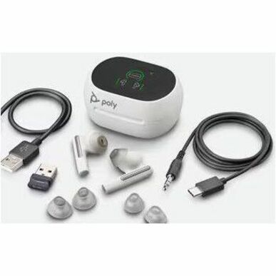 Alternate-Image9 Image for Poly Voyager Free 60 UC White Sand Earbuds +BT700 USB-C Adapter +Basic Charge Case