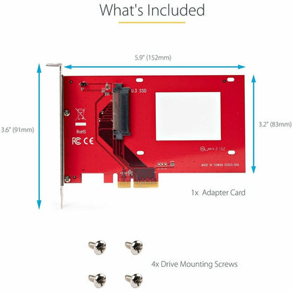 Alternate-Image4 Image for StarTech.com U.3 to PCIe Adapter Card, PCIe 4.0 x4 Adapter For 2.5" U.3 NVMe SSDs, SFF-TA-1001 PCI Express Add-in Card, TAA Compliant\n