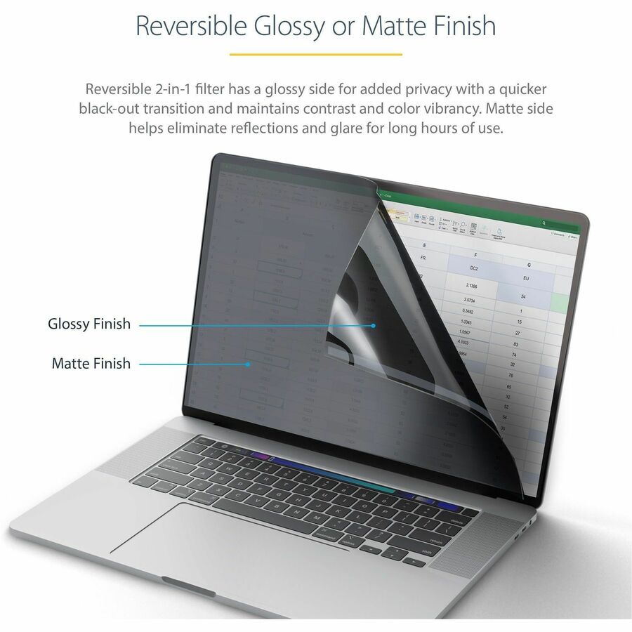 Alternate-Image2 Image for StarTech.com 14-inch MacBook Pro 21/23 Laptop Privacy Screen, Anti-Glare Privacy Filter w/51% Blue Light Reduction, Matte/Glossy Sides