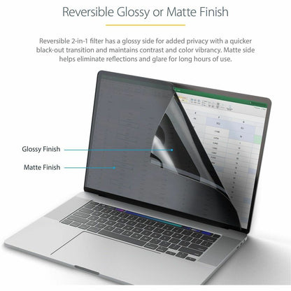 Alternate-Image2 Image for StarTech.com 14-inch MacBook Pro 21/23 Laptop Privacy Screen, Anti-Glare Privacy Filter w/51% Blue Light Reduction, Matte/Glossy Sides