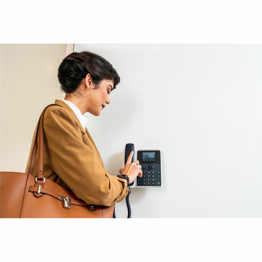 Alternate-Image3 Image for Poly Edge E100 IP Phone - Corded - Corded - 3 Multiple Conferencing - Desktop, Wall Mountable - White, Midnight Blue