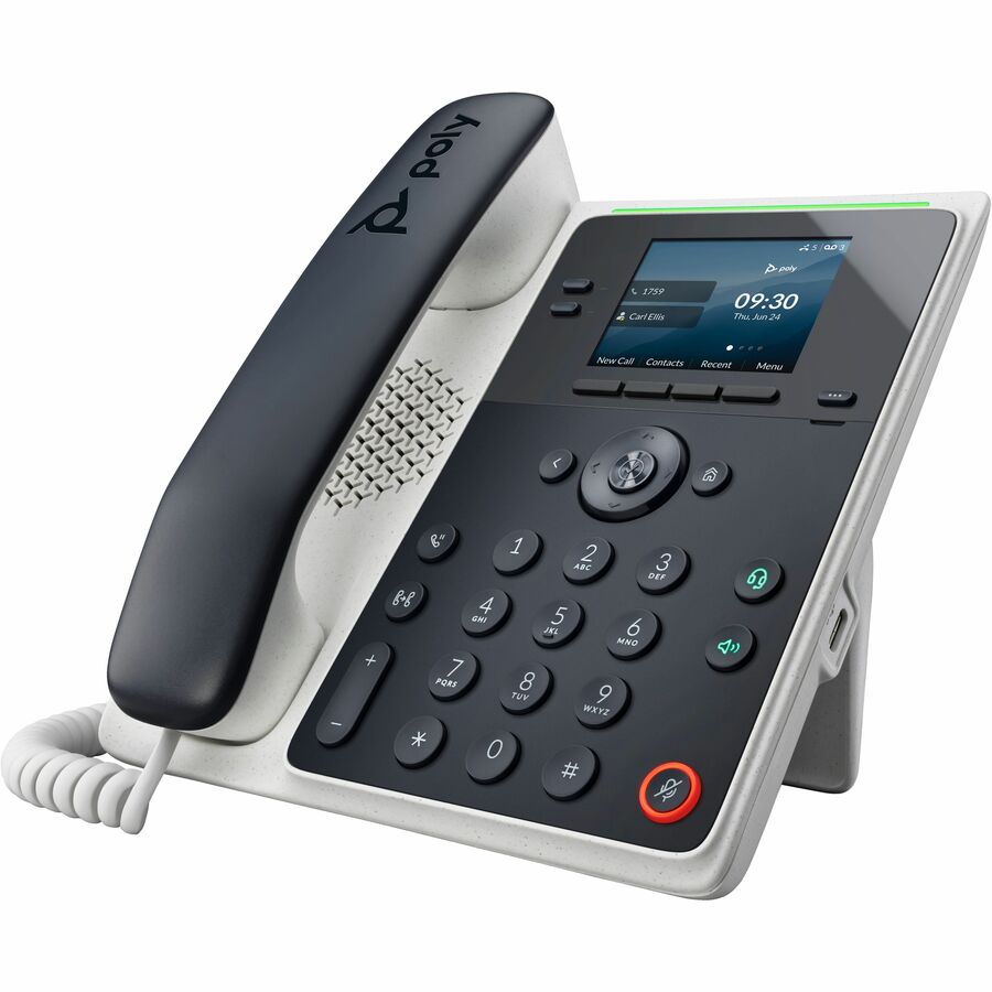 Alternate-Image1 Image for Poly Edge E100 IP Phone - Corded - Corded - 3 Multiple Conferencing - Desktop, Wall Mountable - White, Midnight Blue