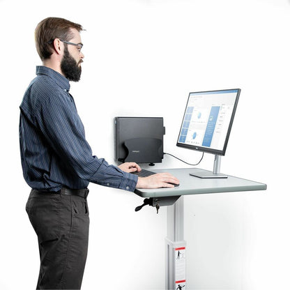 Life-Style Image for StarTech.com PC Wall Mount Bracket, For Desktop Computers Up To 40lb, Toolless Width Adjustment 1.9-7.8in (50-200mm), CPU Tower/Case Shelf