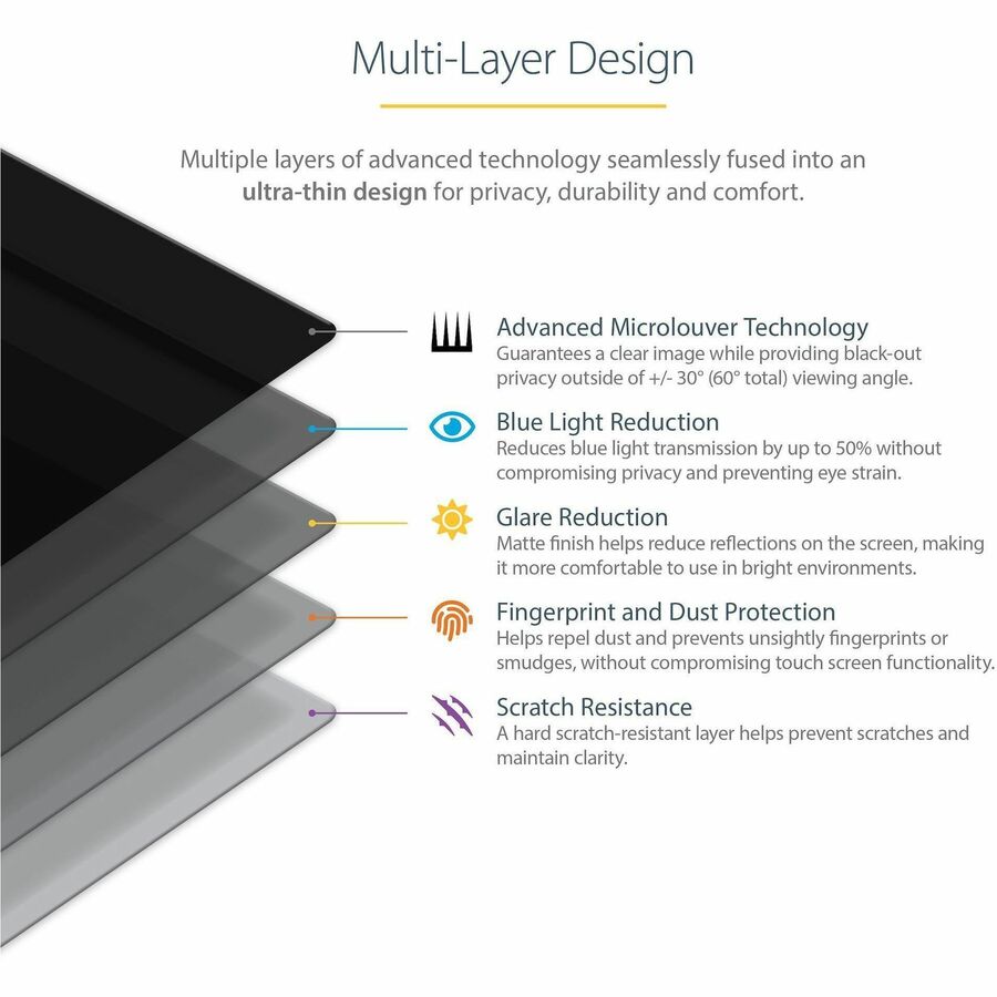Alternate-Image3 Image for StarTech.com 13.5-inch Surface Laptop / Surface Book Privacy Screen, Anti-Glare Privacy Filter with 51% Blue Light Reduction, Matte Finish