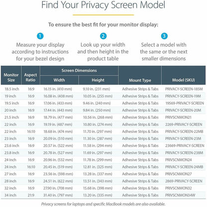 Alternate-Image4 Image for StarTech.com 22-inch 16:9 Computer Monitor Privacy Filter, Anti-Glare Privacy Screen w/51% Blue Light Reduction, +/- 30 deg. View Angle