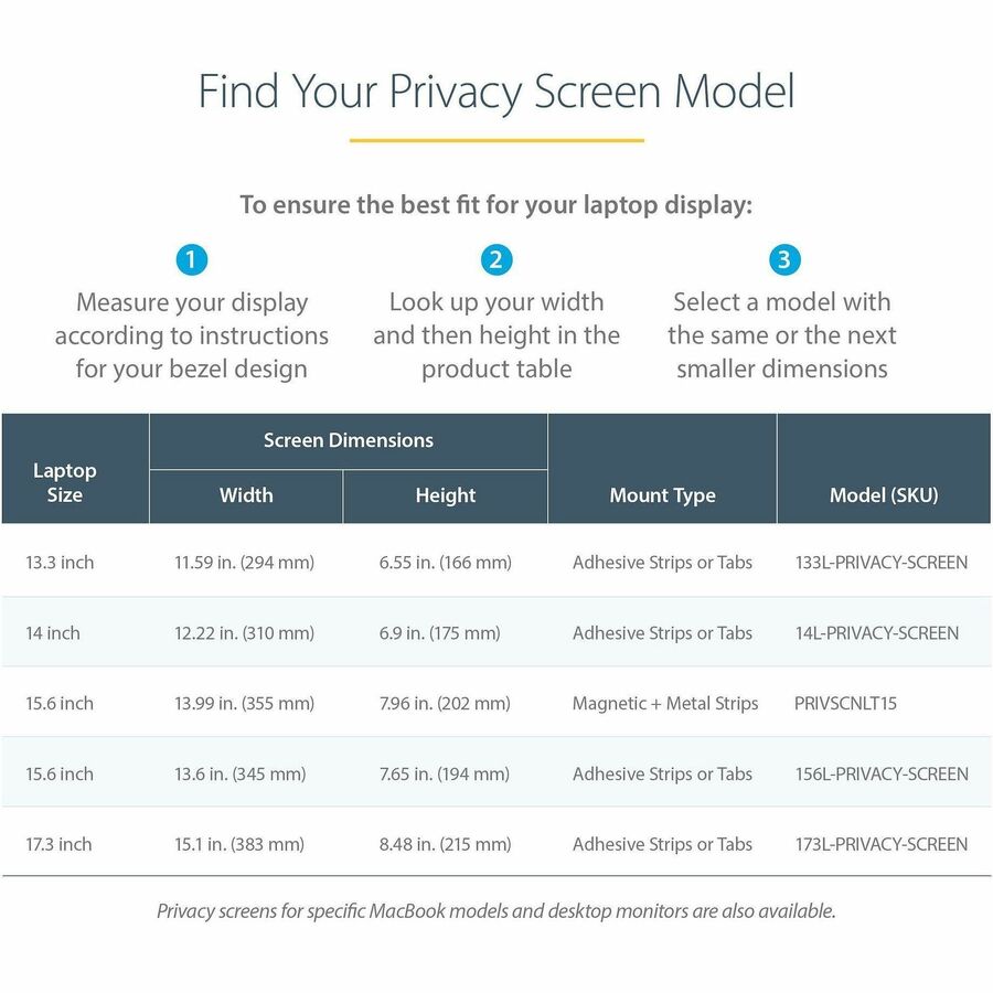 Alternate-Image1 Image for StarTech 17.3-inch 16:9 Laptop Privacy Filter, Anti-Glare Privacy Screen w/51% Blue Light Reduction, +/- 30&deg; View Angle, Matte/Glossy