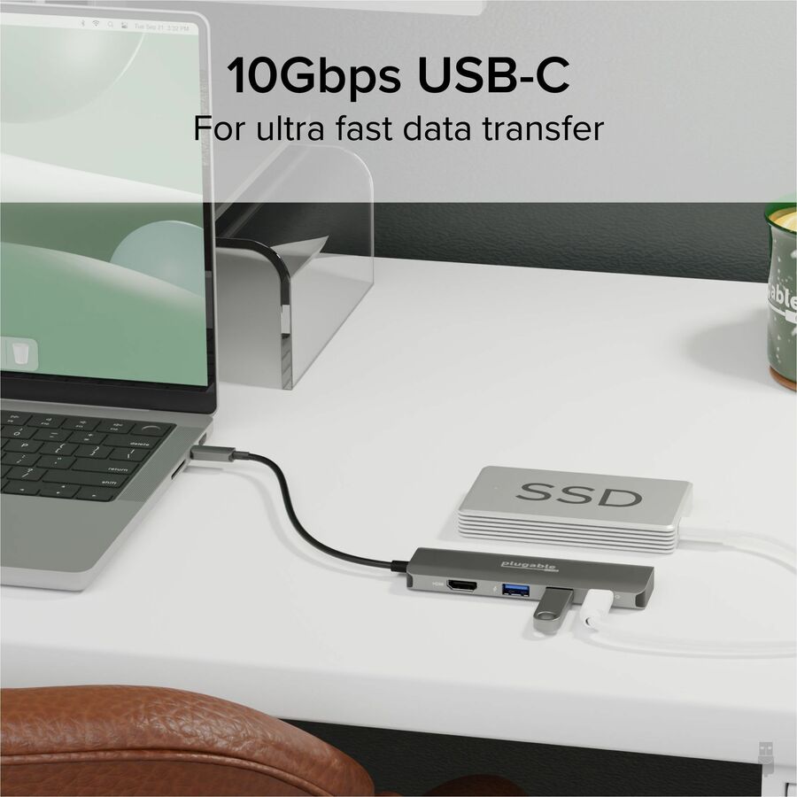 Alternate-Image4 Image for Plugable USB C Hub Multiport Adapter, 4 in 1, 100W Pass Through Charging USB C to HDMI 4K 60Hz