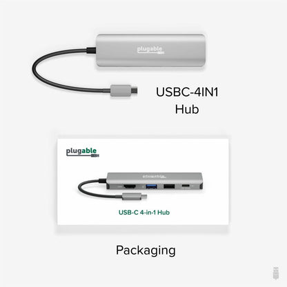 Alternate-Image5 Image for Plugable USB C Hub Multiport Adapter, 4 in 1, 100W Pass Through Charging USB C to HDMI 4K 60Hz