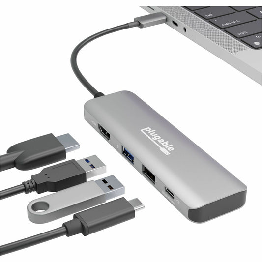 Main Image for Plugable USB C Hub Multiport Adapter, 4 in 1, 100W Pass Through Charging USB C to HDMI 4K 60Hz