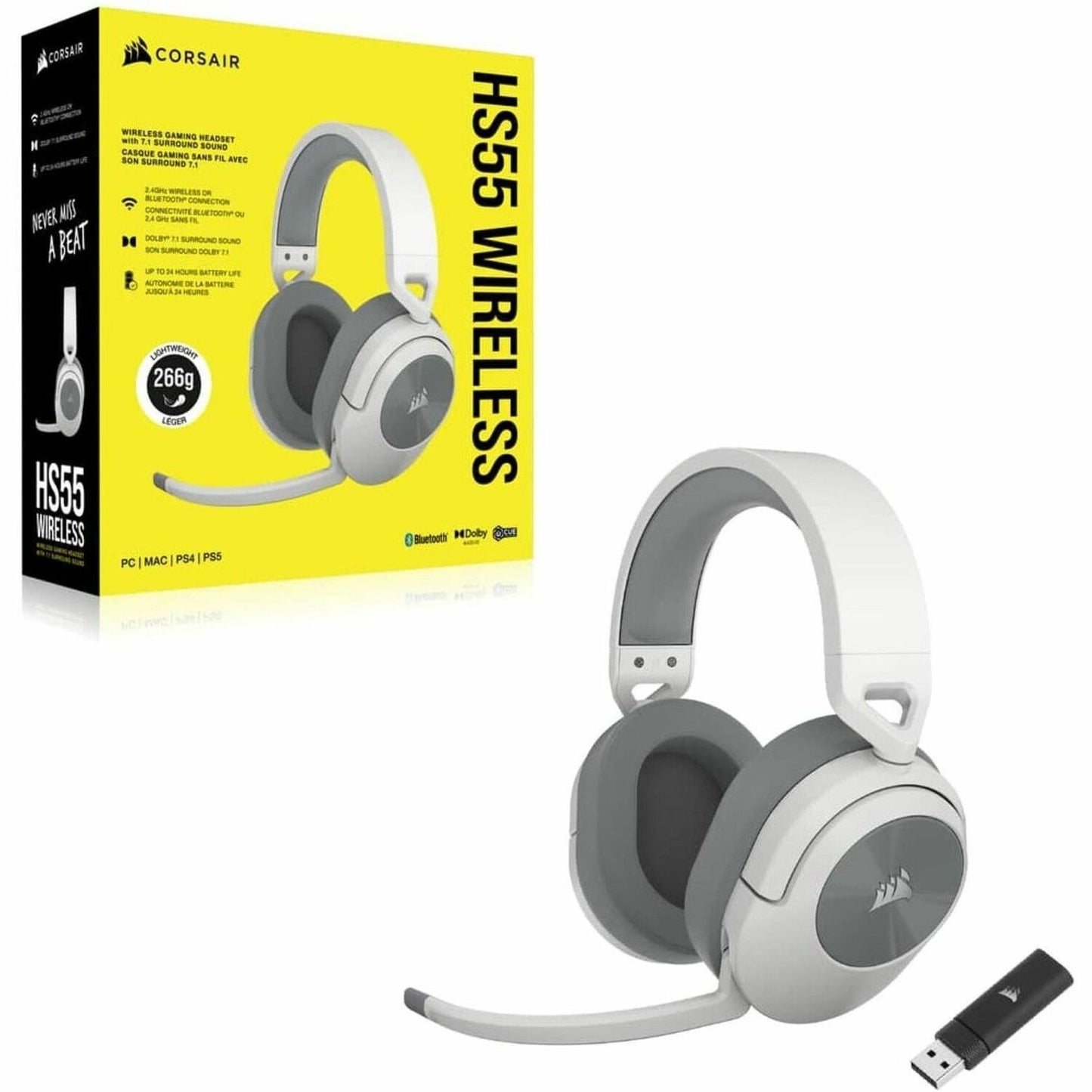 Main Image for Corsair HS55 WIRELESS Gaming Headset - White