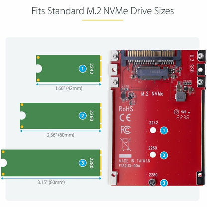 Alternate-Image4 Image for StarTech M.2 to U.3 Adapter, For M.2 NVMe SSDs, PCIe M.2 Drive to 2.5inch U.3 (SFF-TA-1001) Host Adapter/Converter, TAA Compliant
