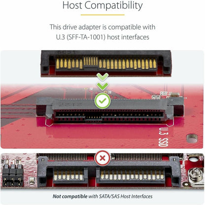 Alternate-Image2 Image for StarTech M.2 to U.3 Adapter, For M.2 NVMe SSDs, PCIe M.2 Drive to 2.5inch U.3 (SFF-TA-1001) Host Adapter/Converter, TAA Compliant
