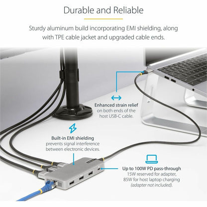 Alternate-Image5 Image for StarTech.com USB-C Triple-Monitor Multiport Adapter, HDMI & DisplayPort, 3x 10Gbps USB Hub, PD Pass-Through, GbE, Travel Docking Station