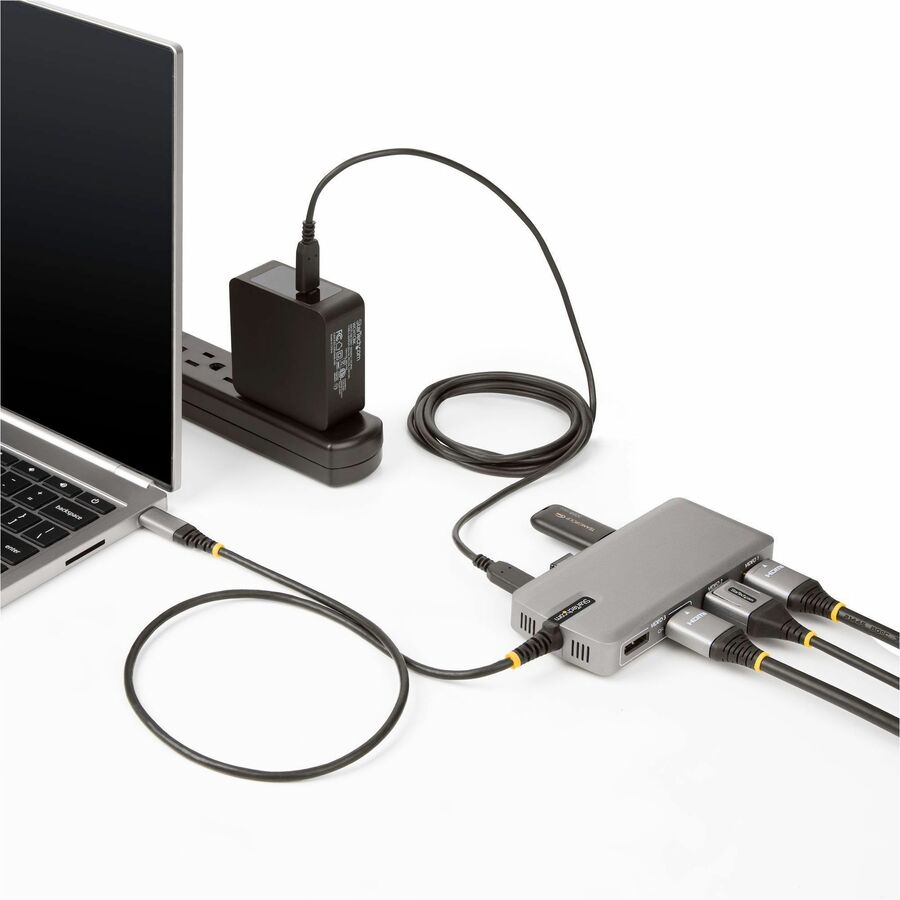 Alternate-Image7 Image for StarTech.com USB-C Triple-Monitor Multiport Adapter, HDMI & DisplayPort, 3x 10Gbps USB Hub, PD Pass-Through, GbE, Travel Docking Station