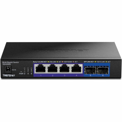 Alternate-Image3 Image for TRENDnet 6-Port Unmanaged Multi-Gig Switch, 4 x 2.5GBASE-T Ports, 2 x 10G SFP+ Ports Fanless, Compact Desktop Design, Metal Housing, Network Ethernet Switch, Lifetime Protection, Black, TEG-S562