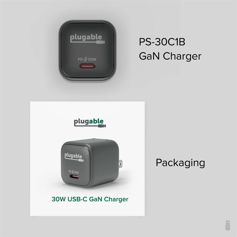 Alternate-Image5 Image for Plugable 30W USB-C GaN Charger - MagSafe-Compatible, Fast Charging for iPhone, iPad, Galaxy & USB-C Devices