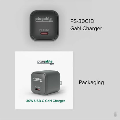 Alternate-Image5 Image for Plugable 30W USB-C GaN Charger - MagSafe-Compatible, Fast Charging for iPhone, iPad, Galaxy & USB-C Devices