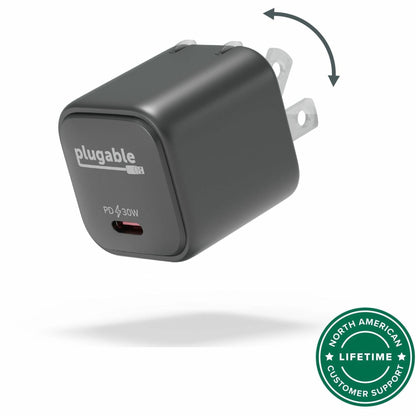 Main Image for Plugable 30W USB-C GaN Charger - MagSafe-Compatible, Fast Charging for iPhone, iPad, Galaxy & USB-C Devices