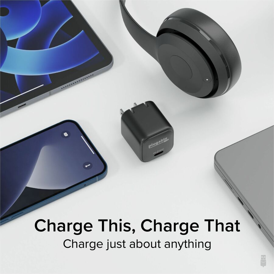Alternate-Image4 Image for Plugable 30W USB-C GaN Charger - MagSafe-Compatible, Fast Charging for iPhone, iPad, Galaxy & USB-C Devices