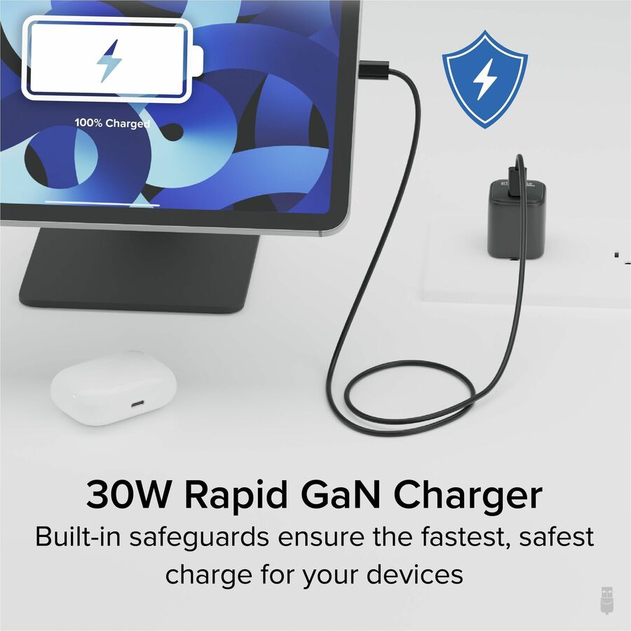 Alternate-Image2 Image for Plugable 30W USB-C GaN Charger - MagSafe-Compatible, Fast Charging for iPhone, iPad, Galaxy & USB-C Devices