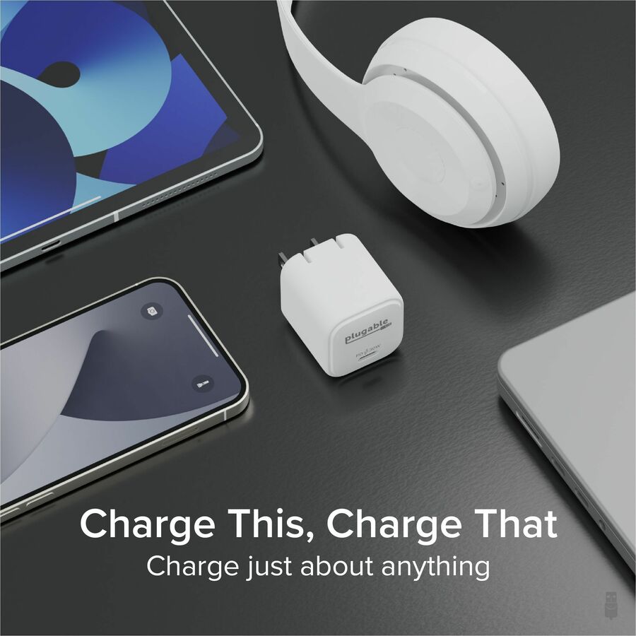 Alternate-Image2 Image for Plugable 30W USB-C GaN Charger - MagSafe-Compatible, Fast Charging for iPhone, iPad, Galaxy & USB-C Devices