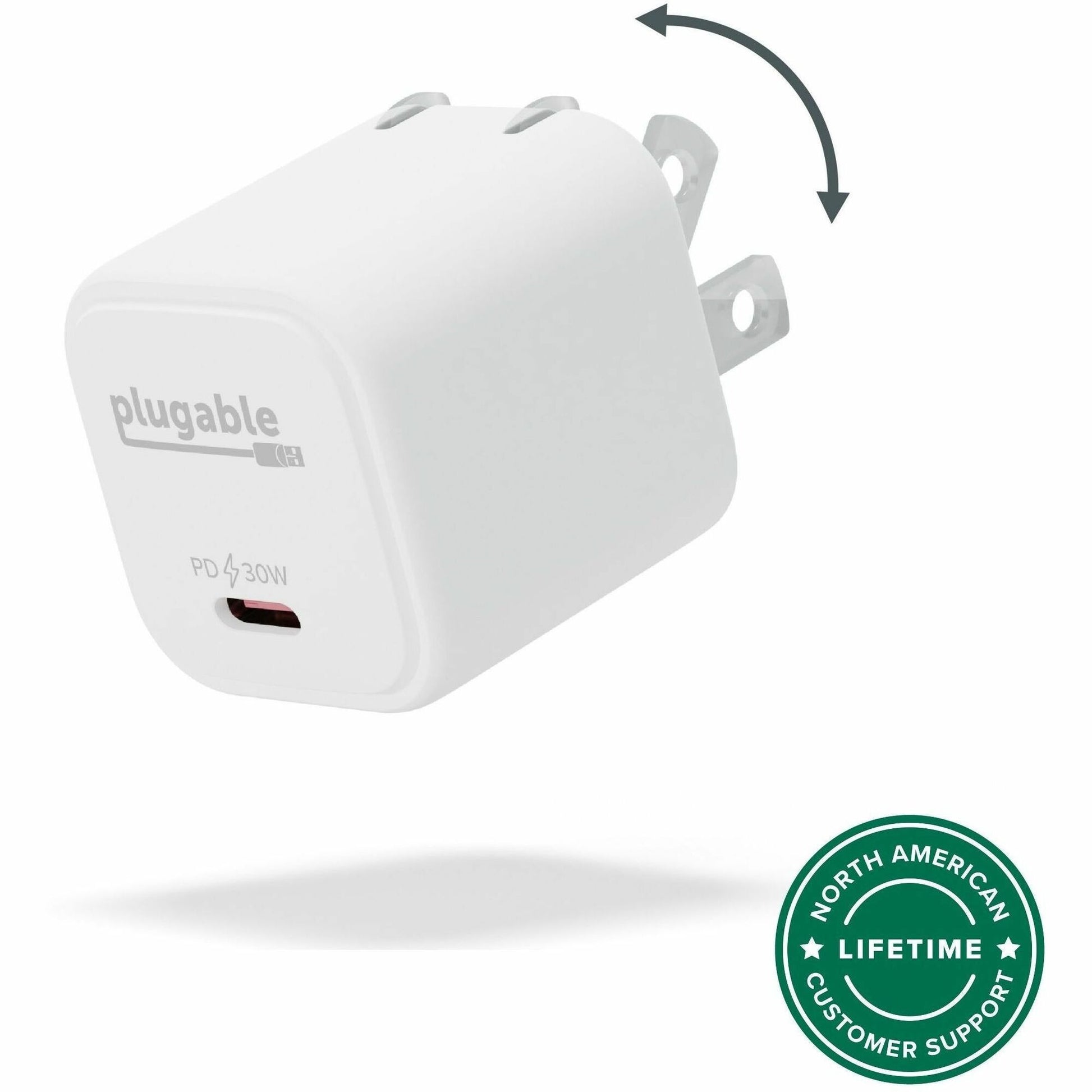 Main Image for Plugable 30W USB-C GaN Charger - MagSafe-Compatible, Fast Charging for iPhone, iPad, Galaxy & USB-C Devices