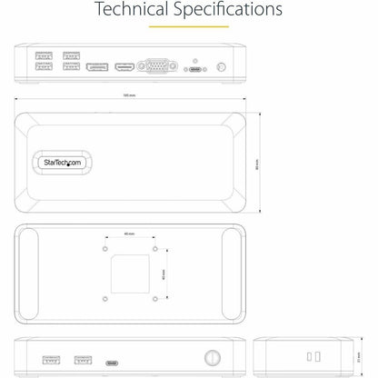 Alternate-Image7 Image for StarTech.com Dual-Monitor USB-C Docking Station, DisplayPort & HDMI/VGA Multi Monitor Dock up to 4K 60Hz, USB-C Dock, 7x USB Hub, 85W PD
