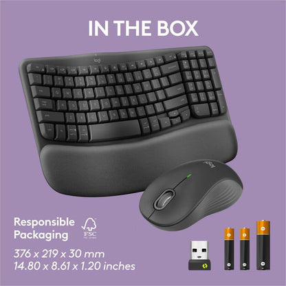 Alternate-Image9 Image for Logitech Wave Keys MK670 Combo, Wireless Ergonomic Keyboard with Signature M550 L Wireless Mouse, Graphite